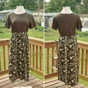 💥BLACK FRIDAY BOGO FREE EVERYTHING💥 LARGE Vintage 90s Olive Green Maxi Dress